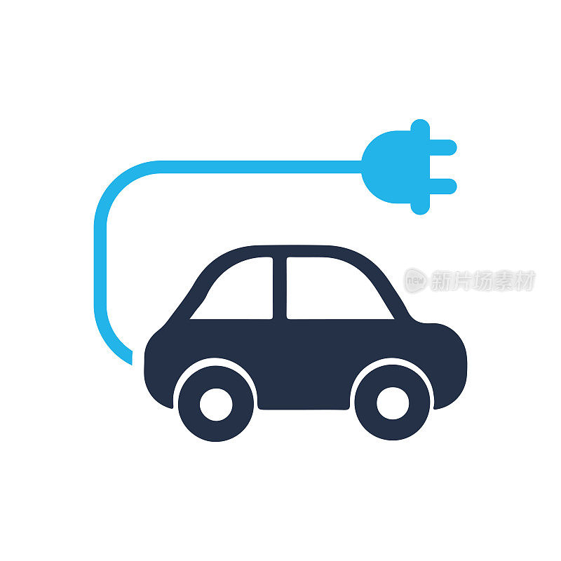 电动汽车图标。单一固体图标。矢量插图。用于网站设计，logo, app，模板，ui等。